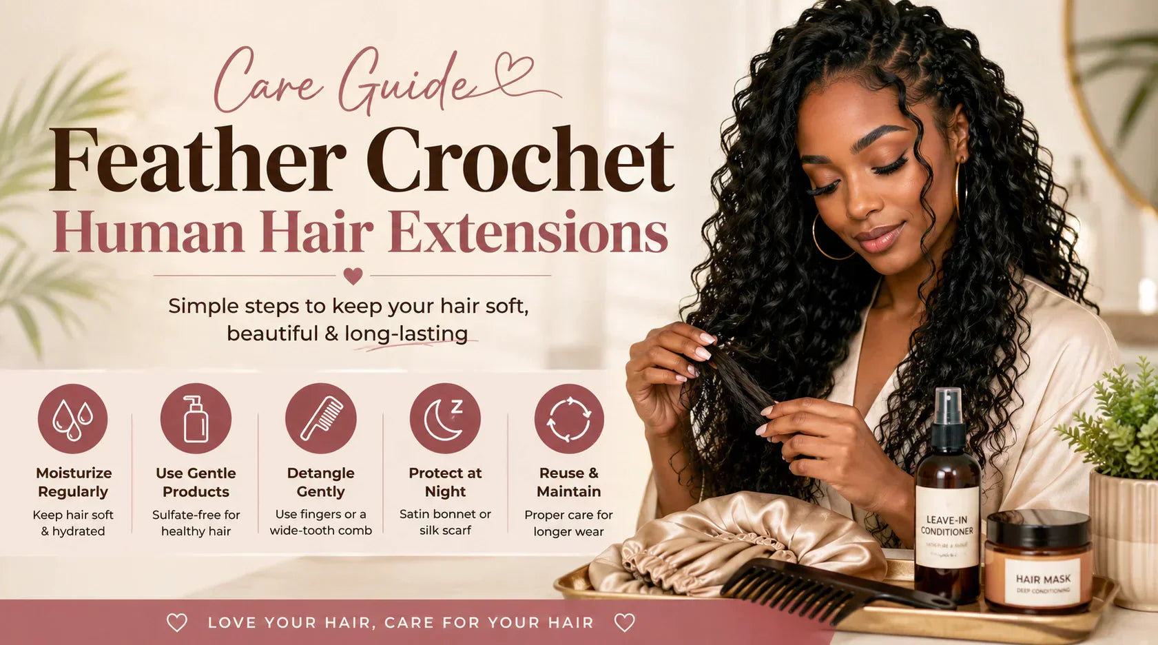 How to Care for Feather Crochet Human Hair Extensions?