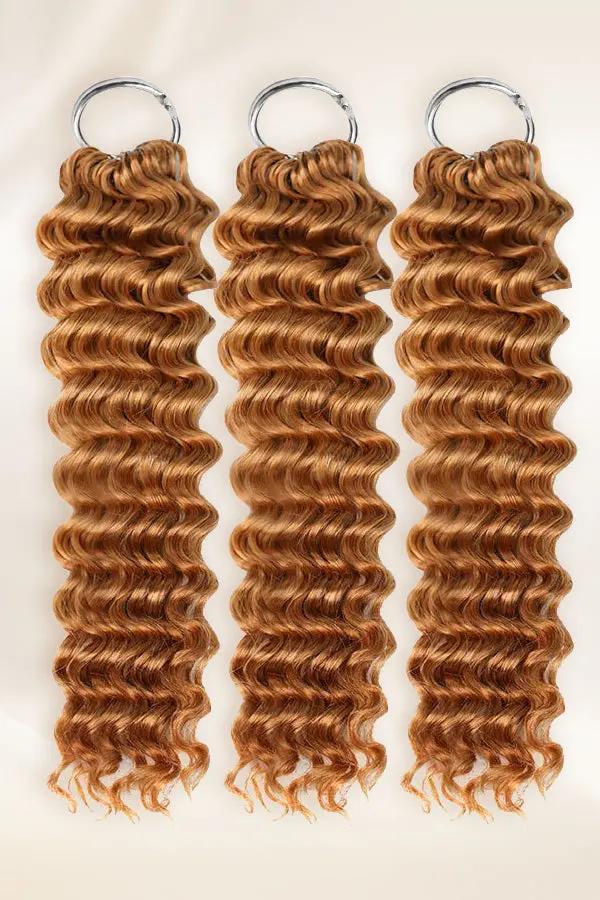 Honey Blonde Water Wave Human Crochet Hair Extensions – product view 4