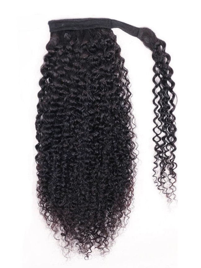 Kinky Curly Human Hair Ponytail Extension Wrap Around & Clip In