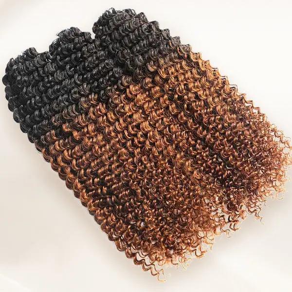 Black Brown Ombre Kinky Curly Crochet Hair Extensions