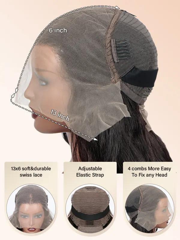 Detailed view of the Wig-Outlets 13x6 lace front wig construction, showcasing the intricate lace cap and well-structured wefts. The wig is designed for natural-looking wear and ease of styling.