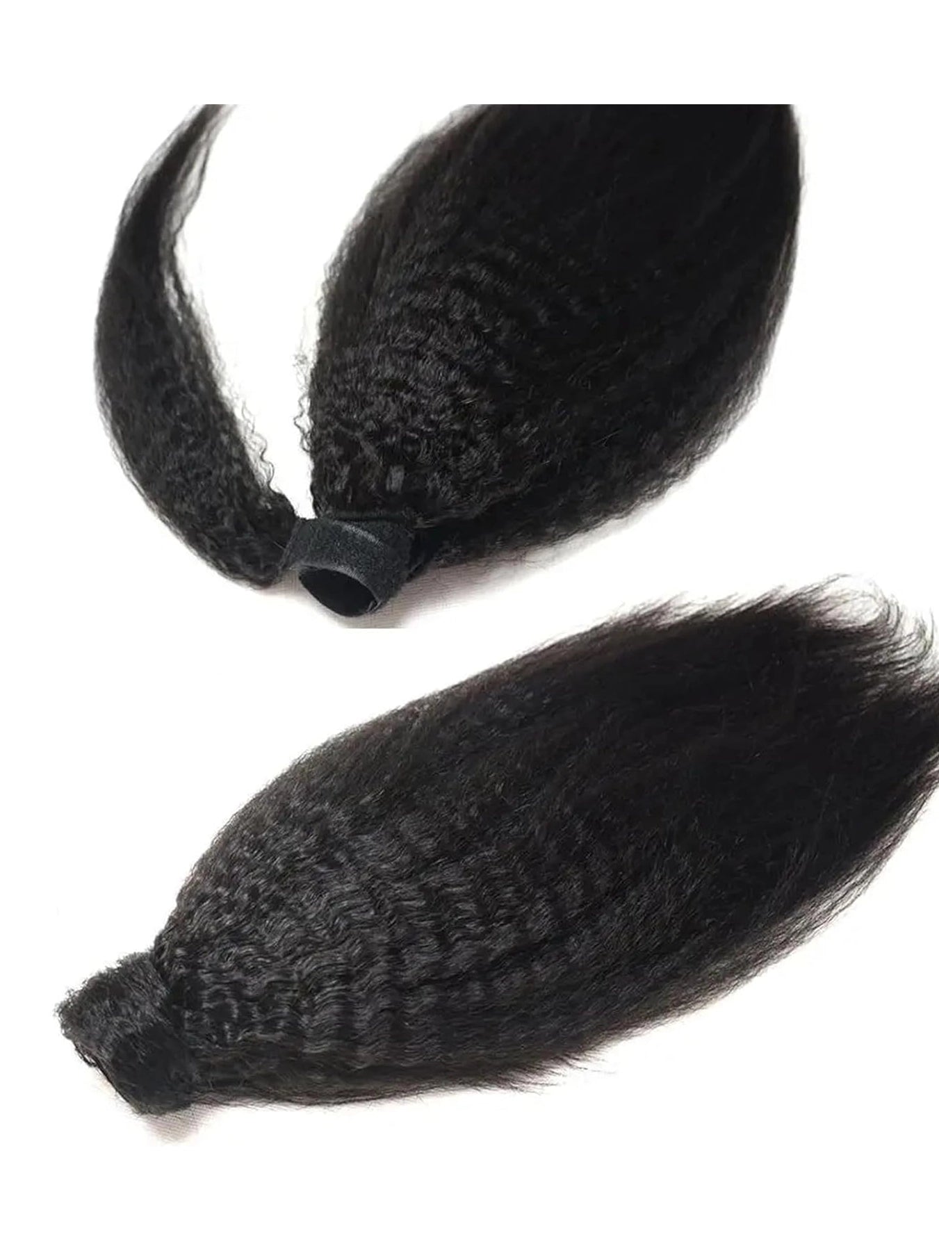 Kinky Straight Human Hair Ponytail Extension Wrap Around & Clip In