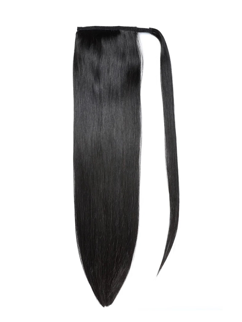 Straight Human Hair Ponytail Extension Wrap Around & Clip In
