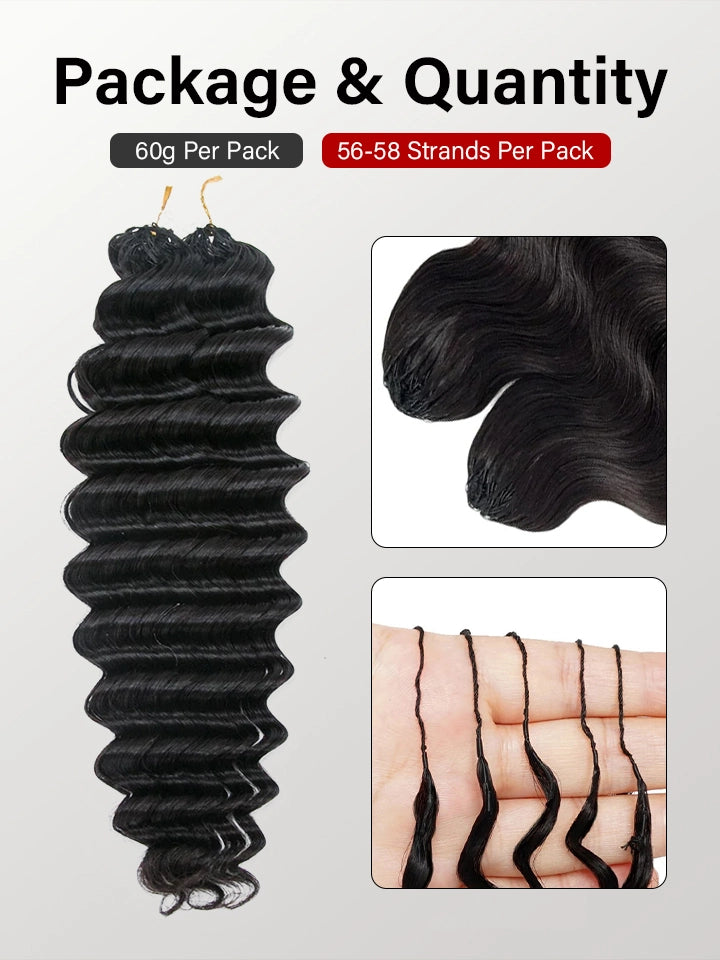 Deep Wave Crochet Hair Machine Made Feather Human Hair Extension