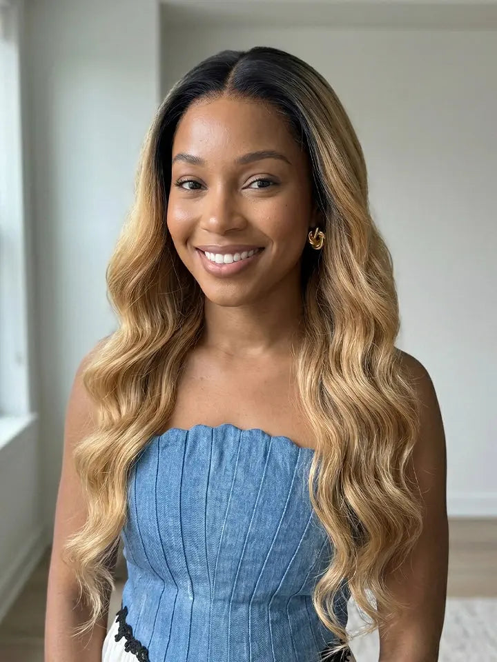 black brown ombre wig body wave 13x4 lace front human hair wigs | WigOutlets