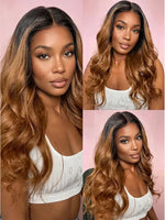 black brown ombre human hair wig 13x4 lace front wigs body wave | WigOutlets