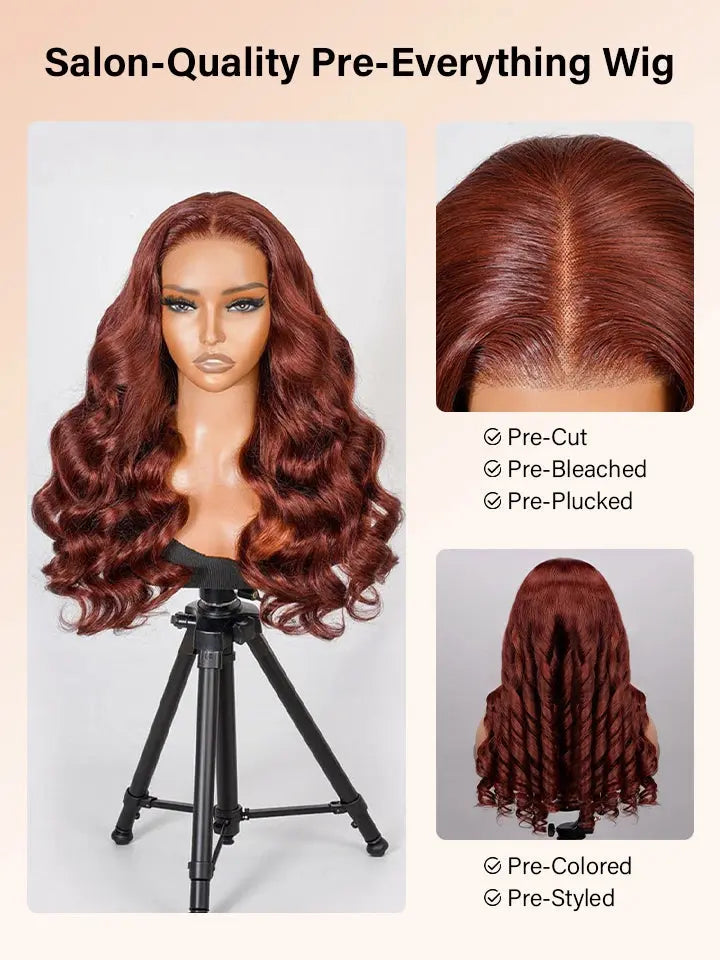 reddish brown wig body wave lace front human hair wigs | WigOutlets