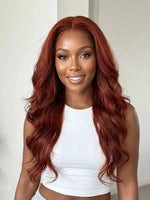 reddish brown wig body wave lace front human hair wigs | WigOutlets