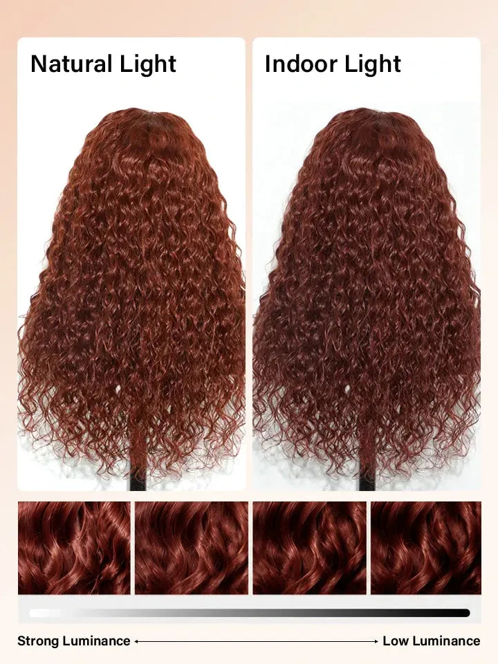 reddish brown wig water wave lace front human hair wigs | WigOutlets
