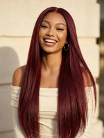 burgundy straight hair 13x4 lace front human hair wig