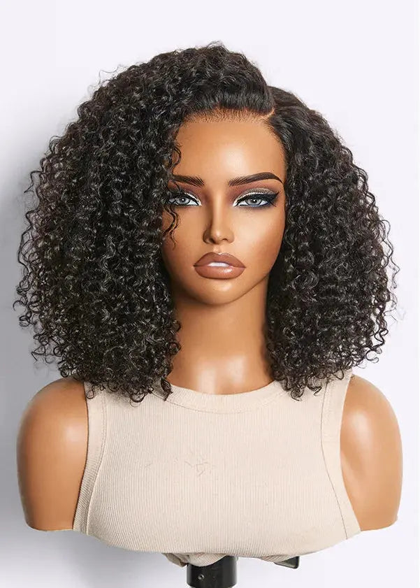 A natural black curly bob wig from WigOutlets