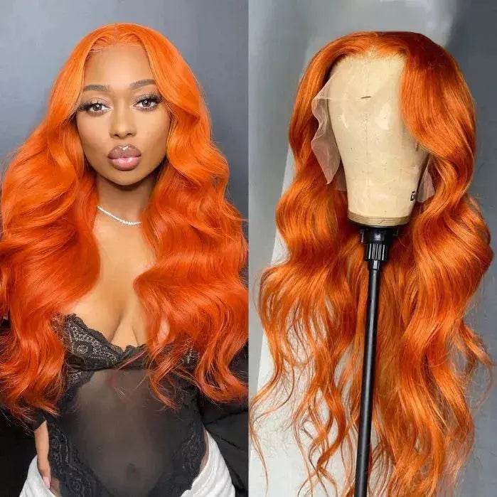 Bright ginger body wave wavy lace front wig from WigOutlets