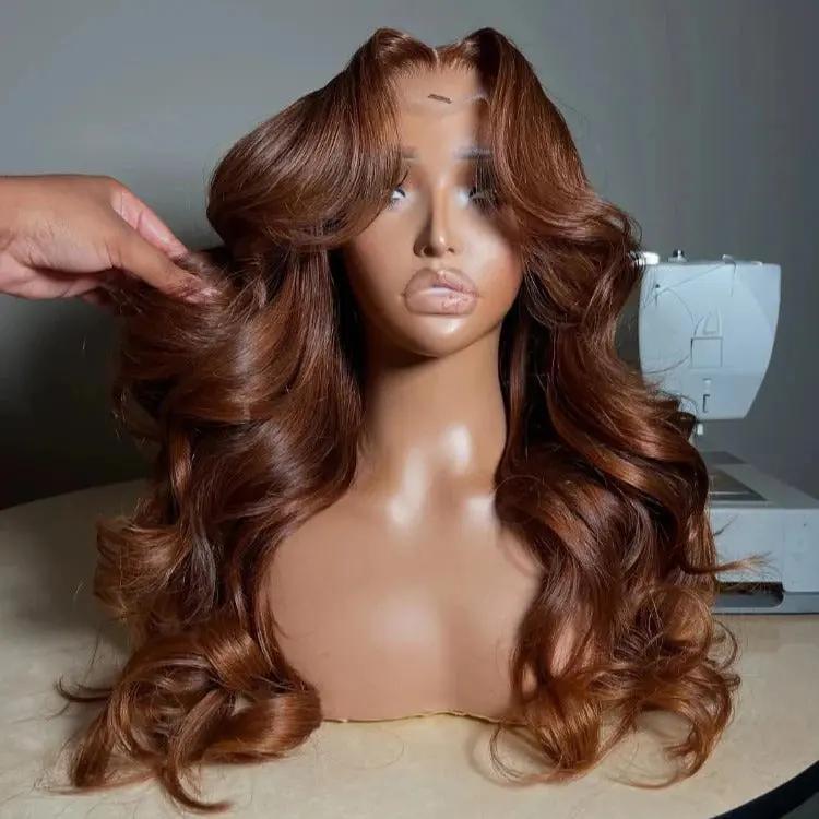 Wear & Go Glueless Wig Chocolate Brown Body Wave 4x4 Lace Human Hair Wigs