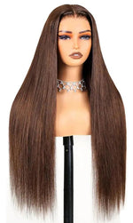 Chocolate straight lace wig