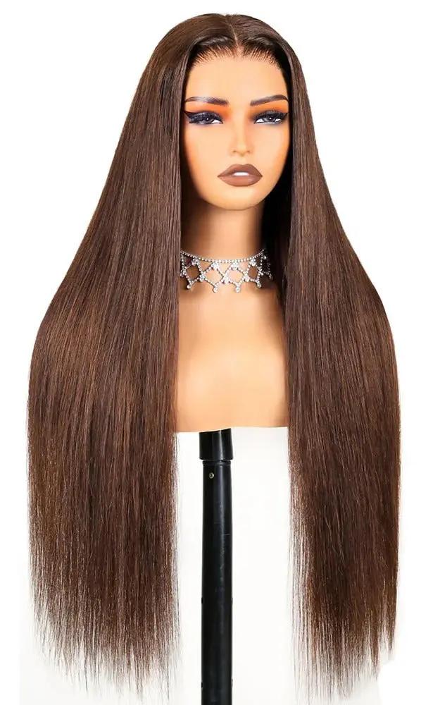 Chocolate straight lace wig