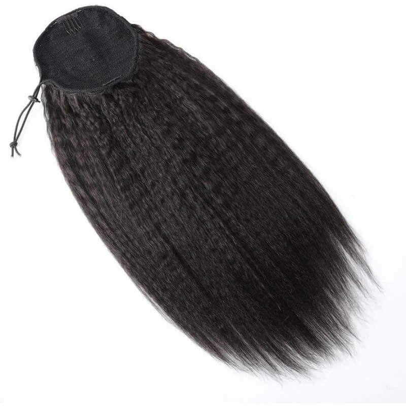 Kinky Straight Drawstring Ponytail Human Hair Extensions