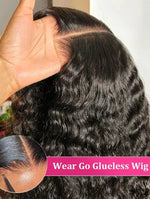 Details of a Wear Go Glueless Wig with black curly human hair | WigOutlets