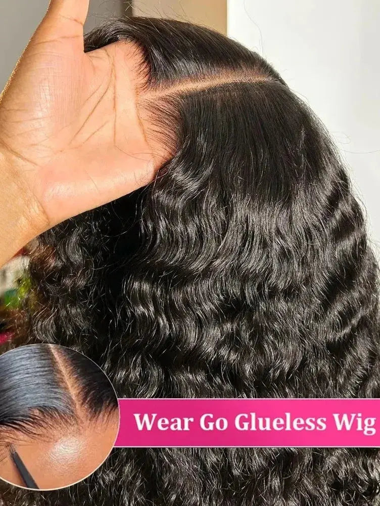 Details of a Wear Go Glueless Wig with black curly human hair | WigOutlets