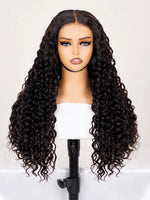 Long black deep wave human hair wig  | WigOutlets