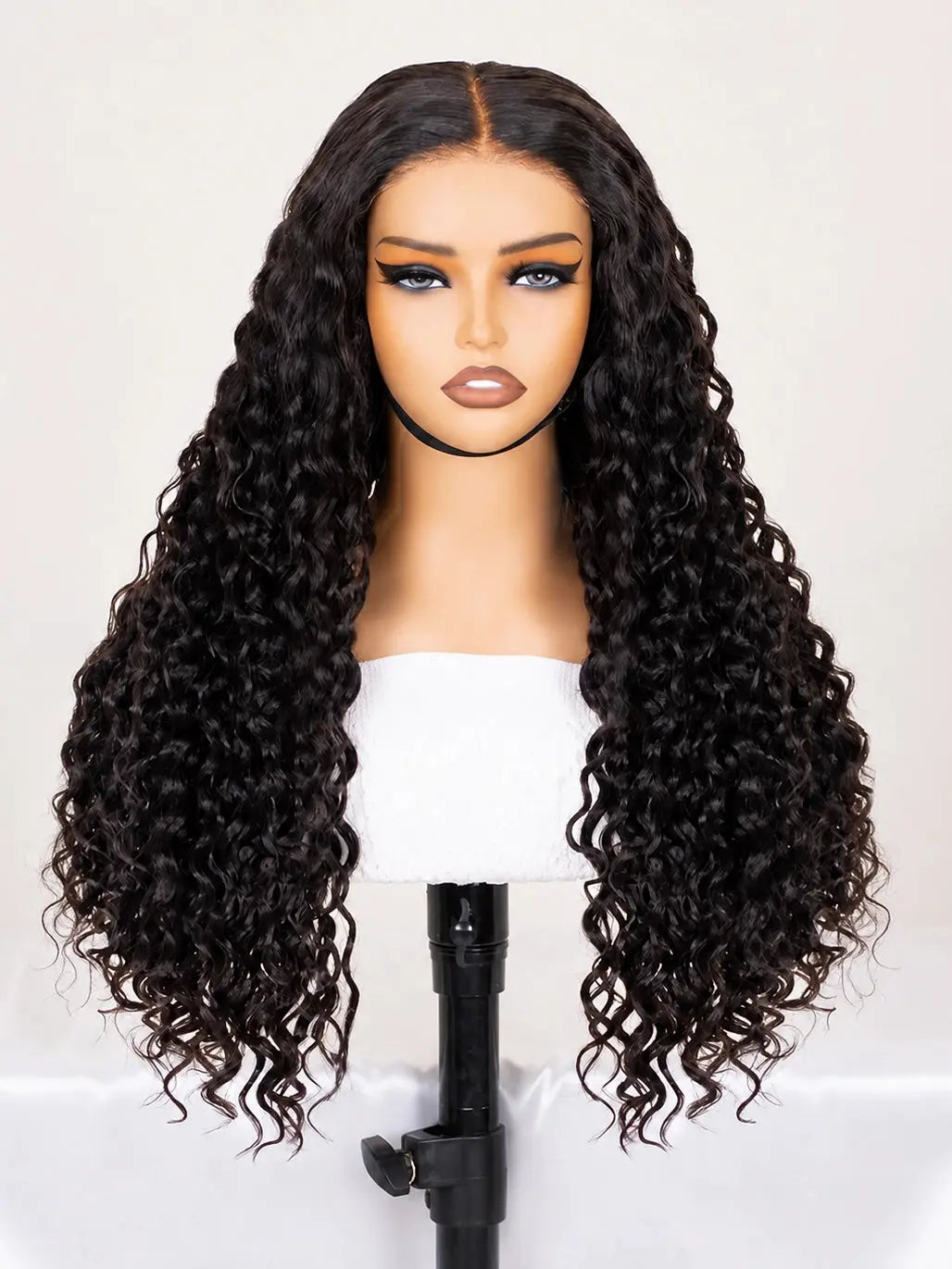 Long black deep wave human hair wig  | WigOutlets