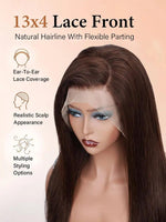 wigoutlets chocolate brown straight wig 13x4 lace front human hair hairline details