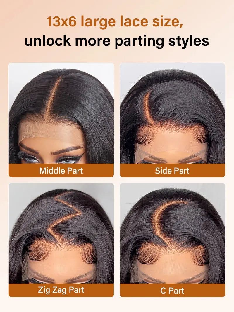 WigOutlets 13x6 Lace Frontal Wig Body Wave Human Hair Wigs Can Be Parted Anywhere