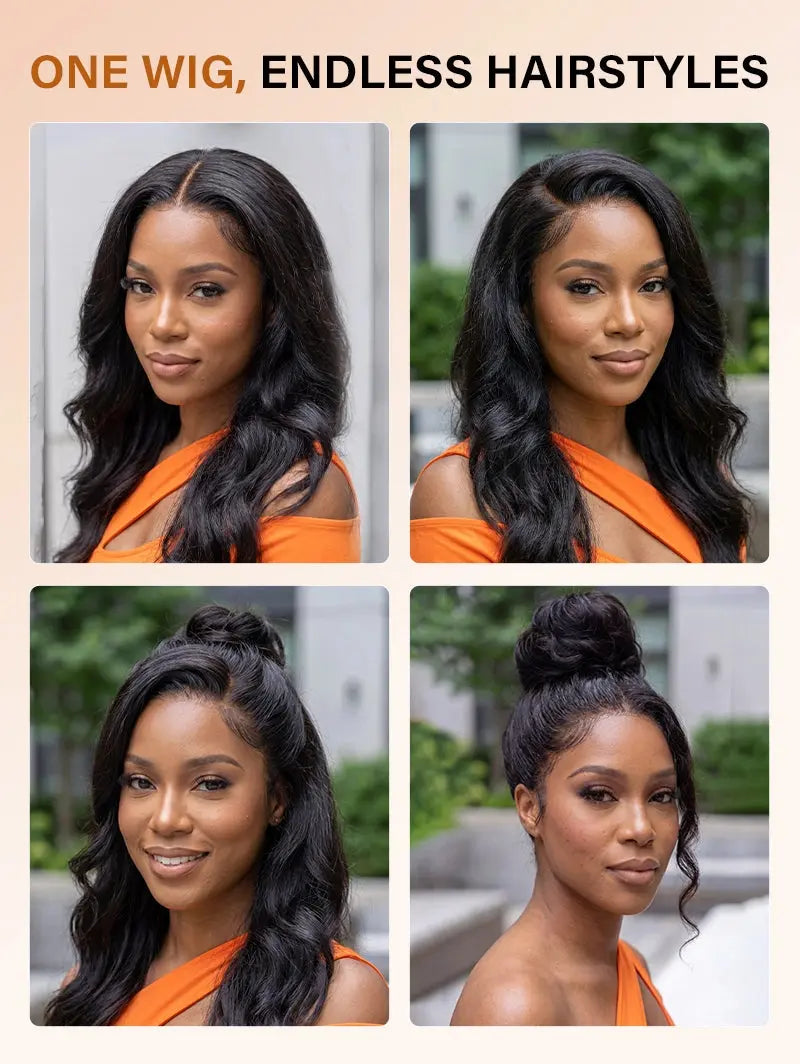 WigOutlets 13x6 Lace Frontal Wig Body Wave Human Hair Wigs Can Be Restyled