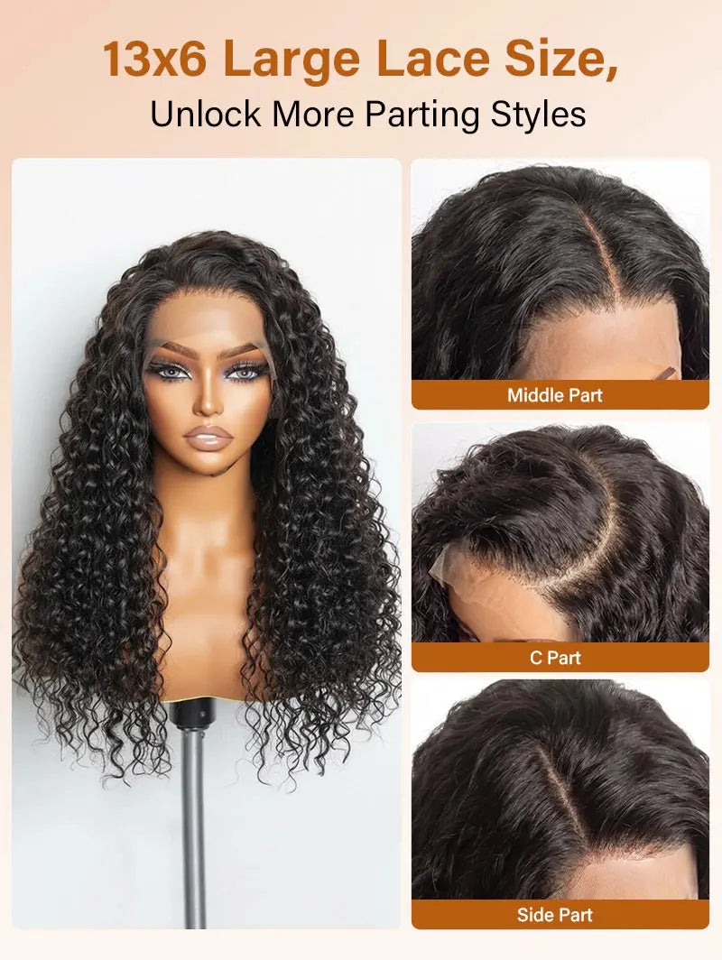 12"~28" Deep Wave Lace Frontal Wig 13x6 Lace Human Hair Wigs