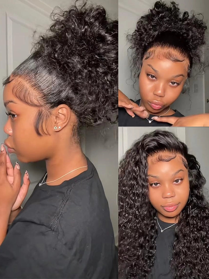 24"~30" Long 360 Lace Frontal Wig Water Wave Human Hair Wigs
