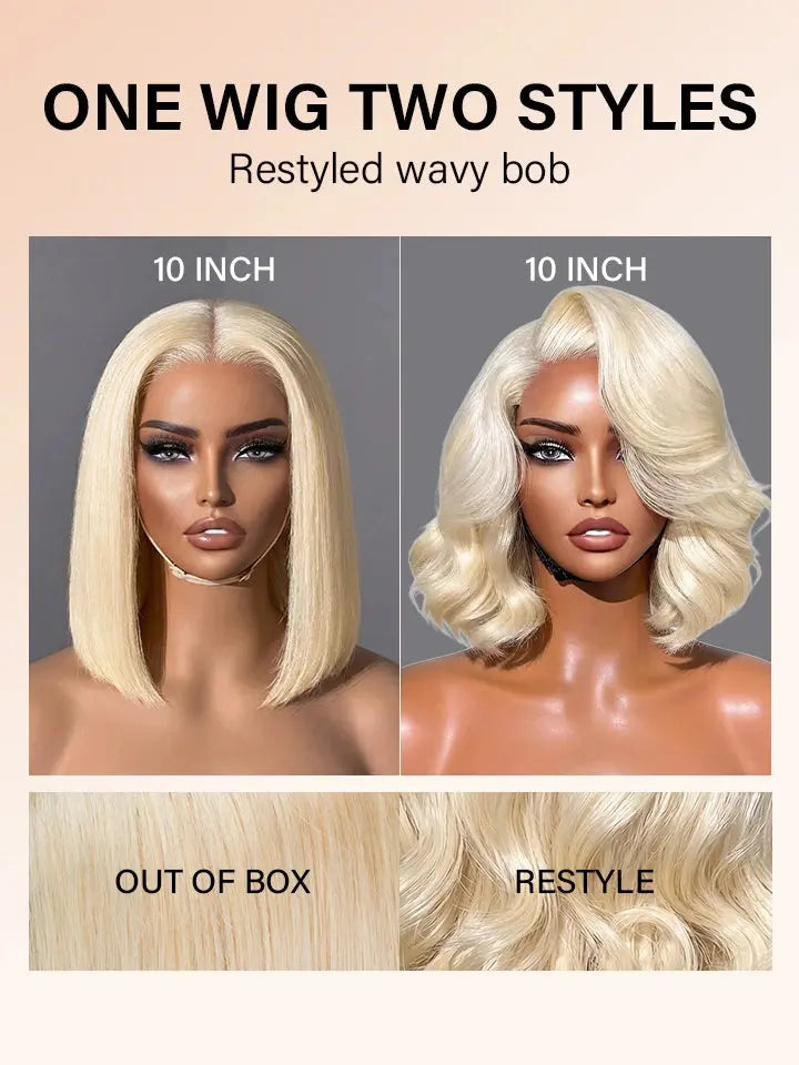 One Wig Two Hairstyles for Glueless Blonde Bob Wig by WigOutlets.