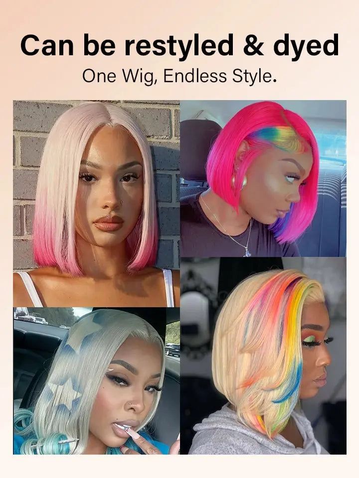 Glueless Blonde Bob Wig by WigOutlets can be dyed to different hair colors.