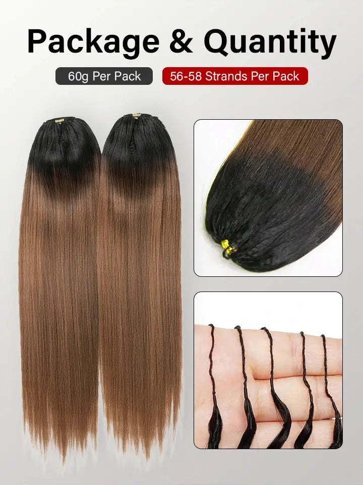 Ombre Brown Straight Feather Crochet Human Hair Extensions