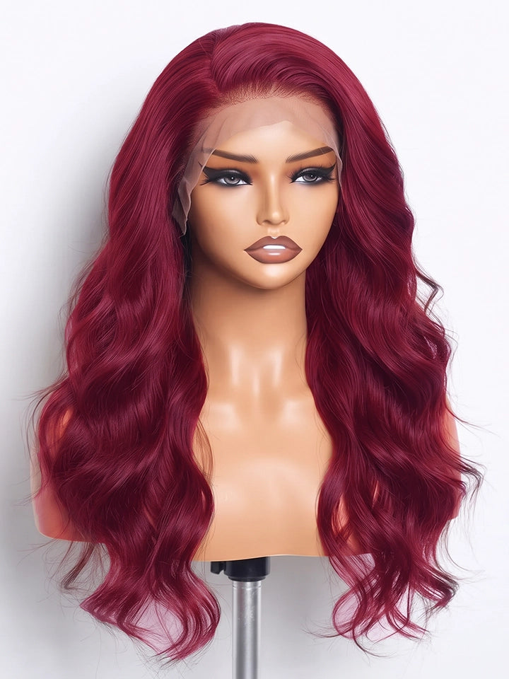 🔥 16"=$119 | 14"~28" Burgundy Body Wave Wig 13x6 Lace Front Human Hair Wigs
