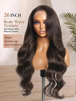 wigoutlets chocolate brown body wave 4x4 lace front wig front view