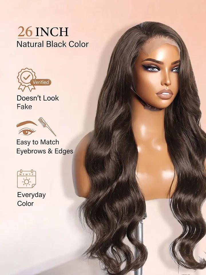 wigoutlets chocolate brown body wave 4x4 lace closure human hair wig side view