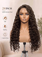 wigoutlets chocolate brown wig water wave 13x4 lace front human hair wig front view