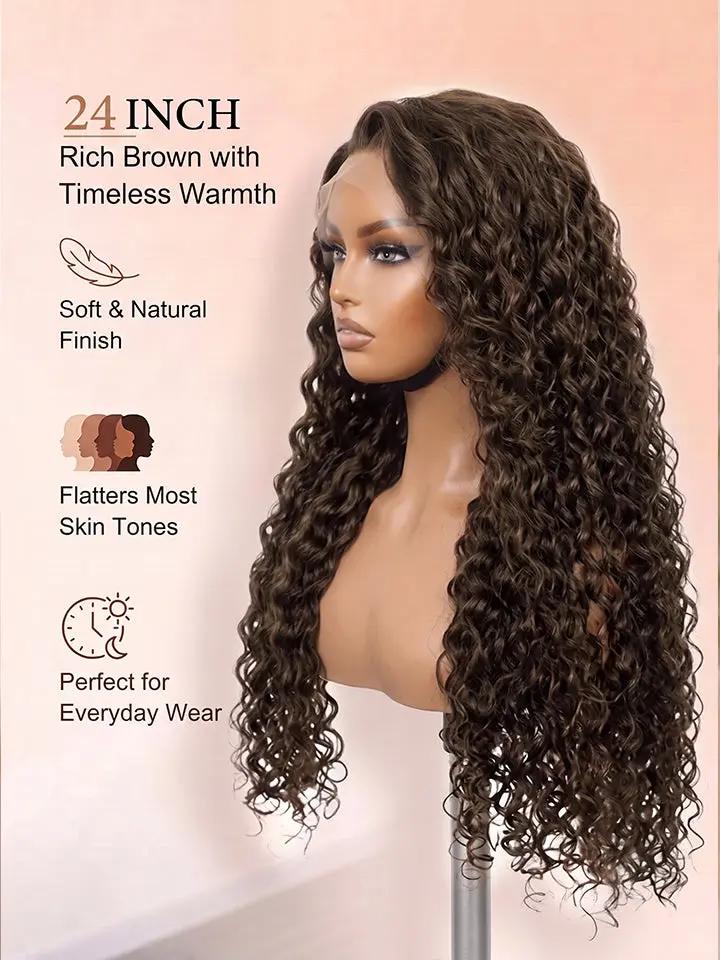wigoutlets chocolate brown water wave 13x4 lace front wig side view