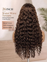 wigoutlets 26 inches chocolate brown water wave human hair wig back view