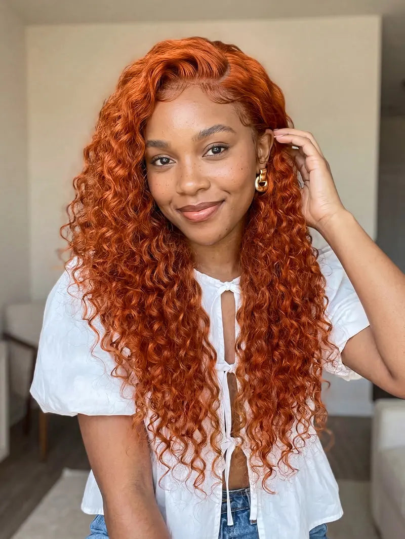 Ginger Deep Wave Lace Wig 13x4 Lace Front Human Hair Wigs