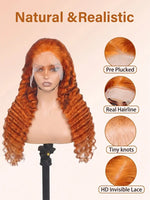 Ginger Deep Wave Lace Wig 13x4 Lace Front Human Hair Wigs