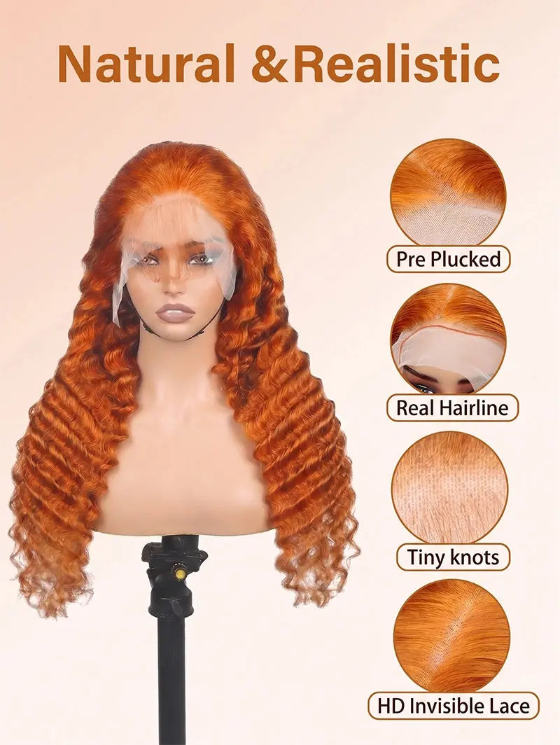 Ginger Deep Wave Lace Wig 13x4 Lace Front Human Hair Wigs
