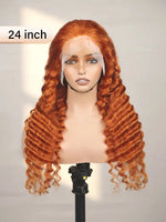The Front of Ginger Deep Wave Lace Wig 13x4 Lace Front Human Hair Wigs