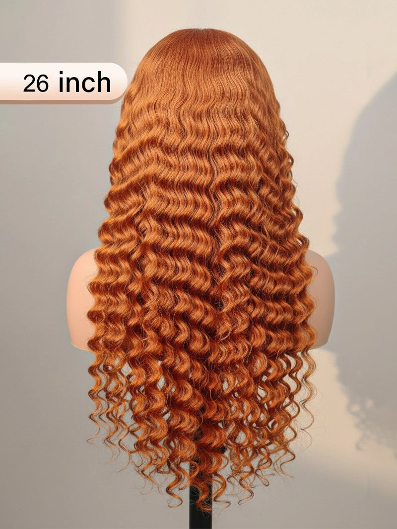 The Back of Ginger Deep Wave Lace Wig 13x4 Lace Front Human Hair Wigs