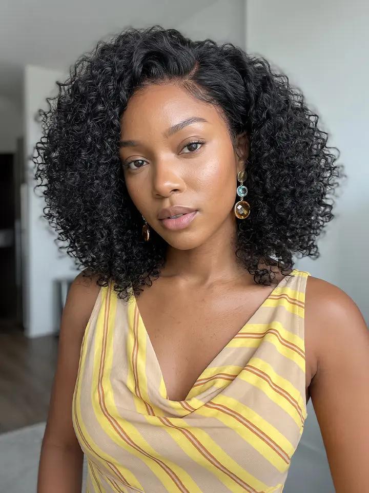 14" Kinky Curly Bob Wig 13x4 Lace Front Human Hair Wigs from WigOutlets