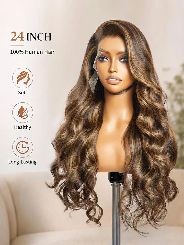 18"~26" Highlight Body Wave Wig 13x6 Lace Frontal Human Hair Wigs