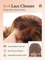 Detail of 4x4 lace closure wig lace part from WigOutlets