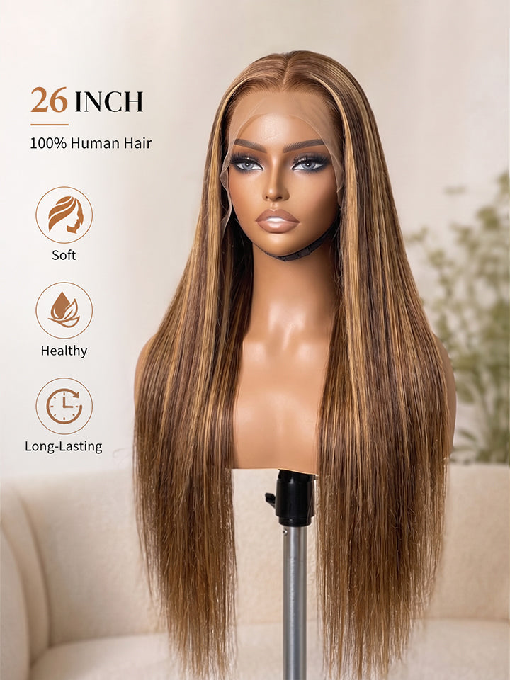 16"~26" Highlight Straight Wig 13x6 Lace Frontal Human Hair Wigs