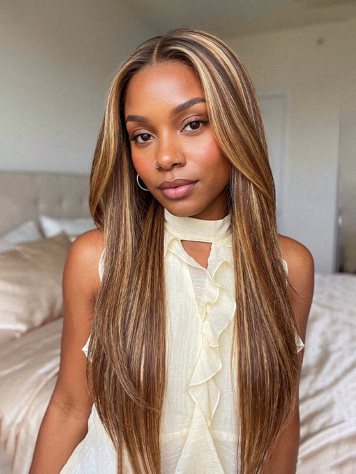 16"~26" Highlight Straight Wig 13x6 Lace Frontal Human Hair Wigs