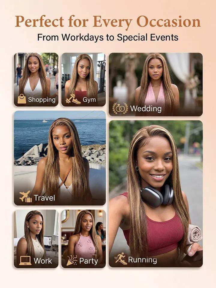 Perfect straight highlight human hair wig for Every Occasion From Workdays to Special Events from WigOutlets