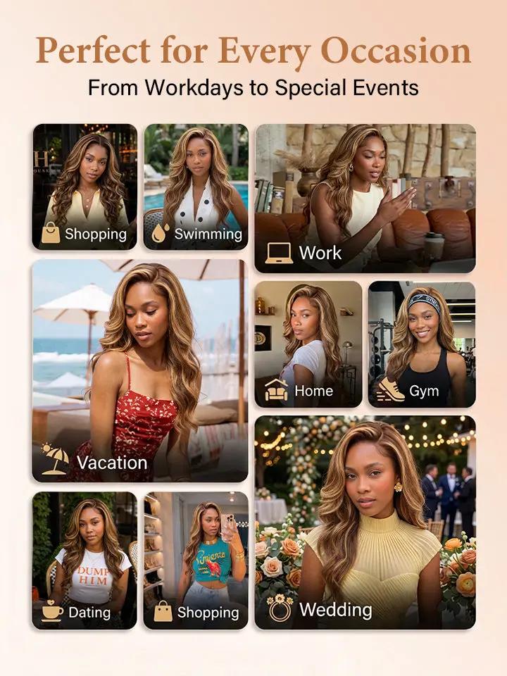 Perfect highlight body wave wig for Every Occasion From Workdays to Special Events.